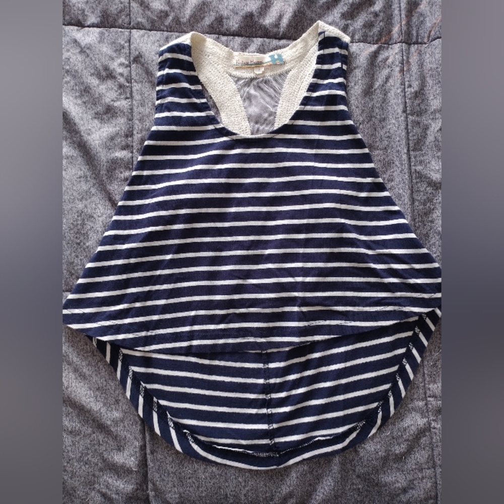 Vintage Havana Navy and White Striped Crop Top Size S